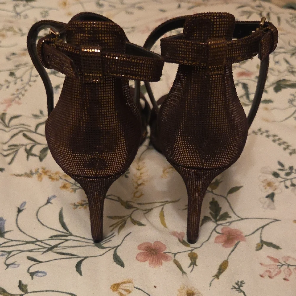 Nine West Women's Bronze Strappy Heels - Picture 2 of 8